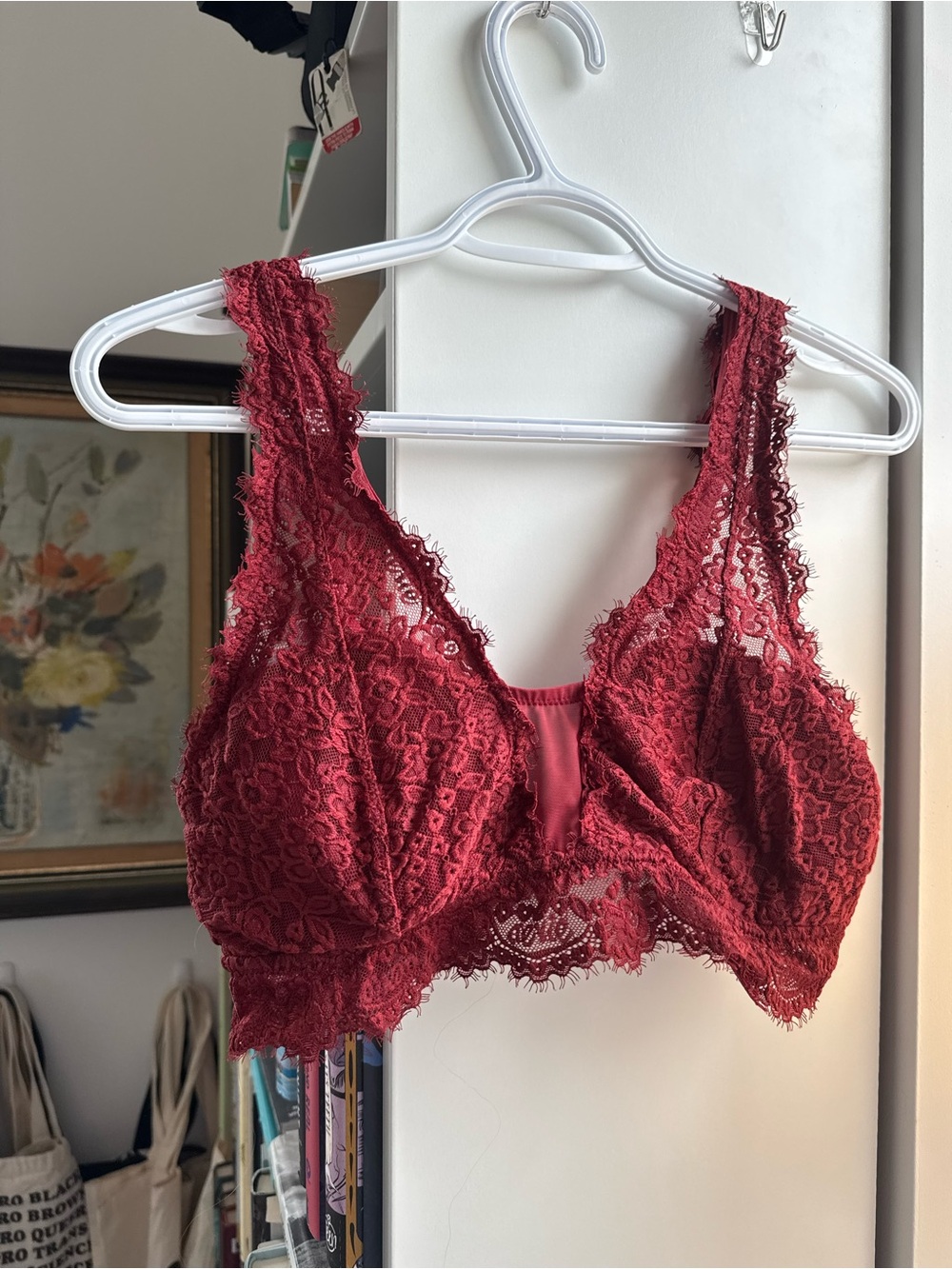 aerie Lace Bralette in Deep Red